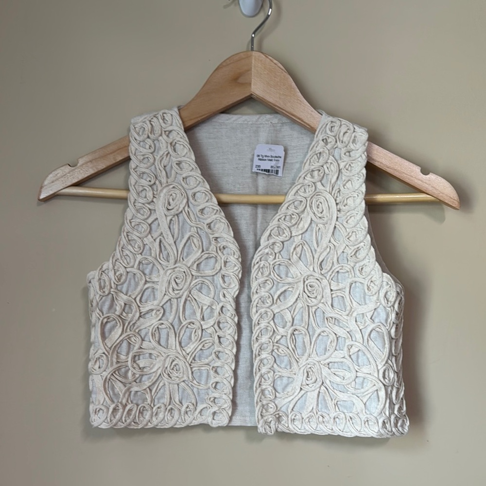 Cream Embroidered  Boho Vest